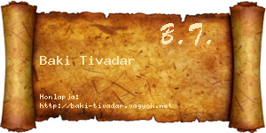 Baki Tivadar névjegykártya